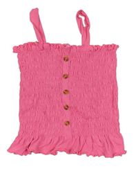 Neónově ružový žabičkový crop top s gombíkmi Pep&Co