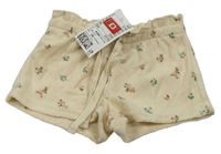 Béžové květované froté kraťasy H&M