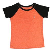 Neonově oranžovo-černé melírované sportovní tričko