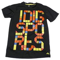 Černé sportovní tričko s nápisem H&M