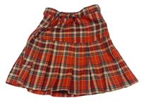Červeno-hnedo-čierna kockovaná trblietavá sukňa H&M
