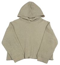Béžová rebrovaná úpletová oversize mikina s kapucňou F&F