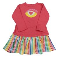 Tmavorůžovo-farebné teplákové šaty so srdcem a pruhy na sukni Tutto Piccolo