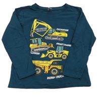 Petrolejové tričko so stavebními stroji Dopodopo