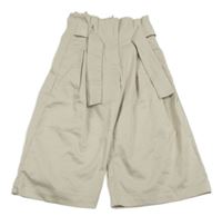 Béžové šusťákové wide leg kalhoty s páskem Chicco