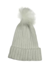 Bílá třpytivá žebrovaná pletená čepice s bambulí Primark