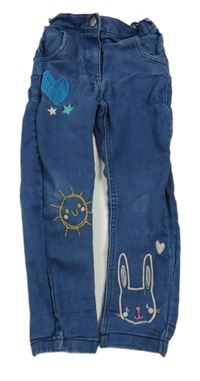 Modré teplákové rifle s králíkem a srdcem Tu