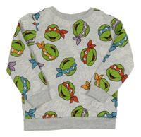 Světlešedá melírovaná mikina s Želvami Ninja George