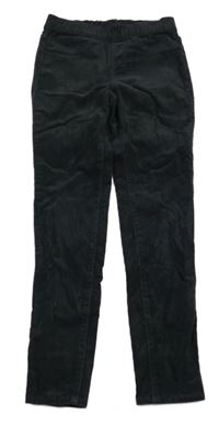 Černé manšestrové elastické kalhoty H&M