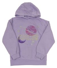 Levandulová mikina s planetou a kapucí Primark
