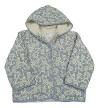 Smetanová květovaná zateplená propínací mikina s kapucí Zara