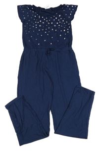 Tmavomodrý ľahký nohavicový overal s hviezdami Yigga