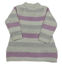 Bielo-svetlošedá -ružové pruhované svetrové šaty Topomini