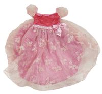 Kostým - Růžové sametovo/organzové s kvetinami