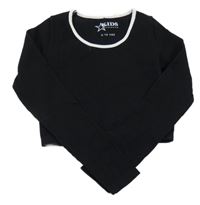 Čierne rebrované športové crop tričko Peacocks