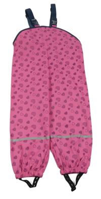 Tmavorůžové nepromokavé laclové kalhoty se srdíčky PlayShoes