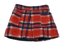 Červeno-tmavomodro-biela kockovaná vlnená sukňa Dunnes