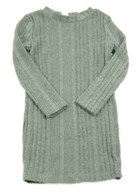 Zelené melírované rebrované úpletové šaty Shein