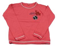 Jahodová mikina s nášivkami Esprit