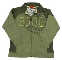 Khaki propínací mikina s potiskem Esprit