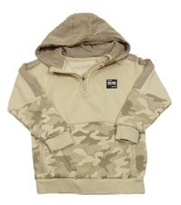 Béžovo-hnědo-army mikina s nášivkou a kapucí George