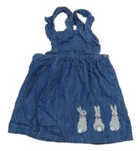 Modré rifľové na traké šaty s králikmi M&S