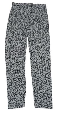 Čierno-svetlosivé kvetované legíny M&S