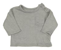 Sivé melírované rebrované tričko s vreckom Matalan