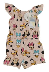 Nové - Růžový bavlněný kraťasový overal s Minnie a přáteli Primark
