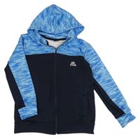 Tmavomodro-modrá športová prepínaci mikina s melírováním a kapucňou