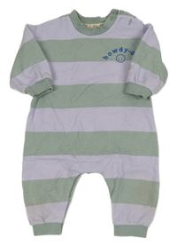 Zelenošedo-lila pruhovaný teplákový overal se smajlíkem George