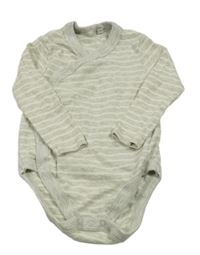 Šedo-smetanové pruhované žebrované zavinovací body Impidimpi