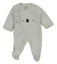 Světlešedý melírovaný sametový overal s koalou F&F