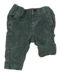 Khaki manšestrové podšité kalhoty s kapsami C&A