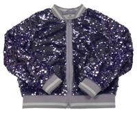 Lila flitrová podšitá bunda H&M