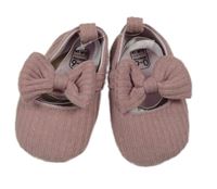 Nové - Starorůžové pletené capáčky s mašlí vel. 17/18