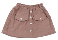 Staroružová rebrovaná sukňa s gombíkmi