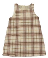 Béžovo-starorůžovo-khaki kockované šaty F&F