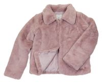 Starorůžová kožešinová zateplená bunda Primark