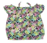 Černo-barevný květovaný lehký crop top Y.F.K.