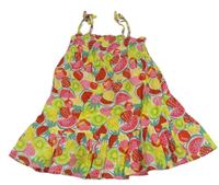 Žlto-farebné žabičkové šaty s ovociem Primark
