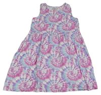 Bielo-lila-ružové batikované šaty Primark