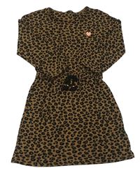 Hnedo-čierne leopardí pletené šaty H&M