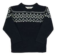 Tmavomodro-biely vzorovaný sveter H&M