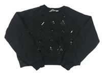 Čierna crop mikina s flitrami H&M