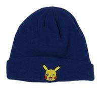 Tmavomodrá pletená podšitá čapica s Pikachu