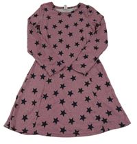 Staroružové úpletové šaty s čiernými hviezdami Yigga