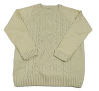 Smetanový vzorovaný svetr s mikinovými rukávy mango