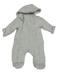 Sivá melírovaná prešívaná zateplená kombinéza s kapucňou John Lewis