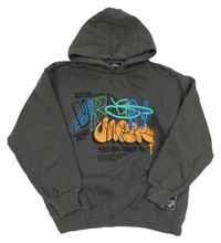 Tmavošedá mikina s grafitty a kapucí Zara